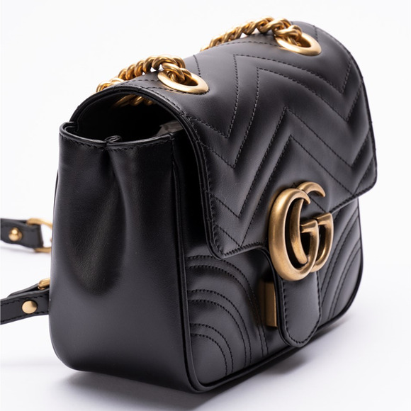 NEW! GUCCI BLACK LEATHER GOLD MARMONT CROSSBODY SHOULDER BAG AUTHENTIC! - Picture 5 of 10